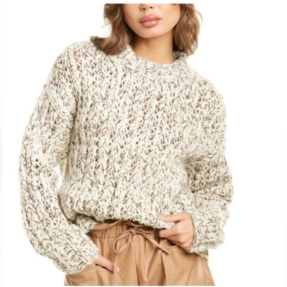Theory Hand Knit Marled Wool CashmereBlend Sweater, NWT, Size Small